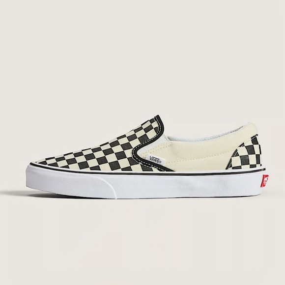 Vans Classic Slip-On Checkerboard Shoe Black and Off White Size 8 Eight - Picture 3 of 11